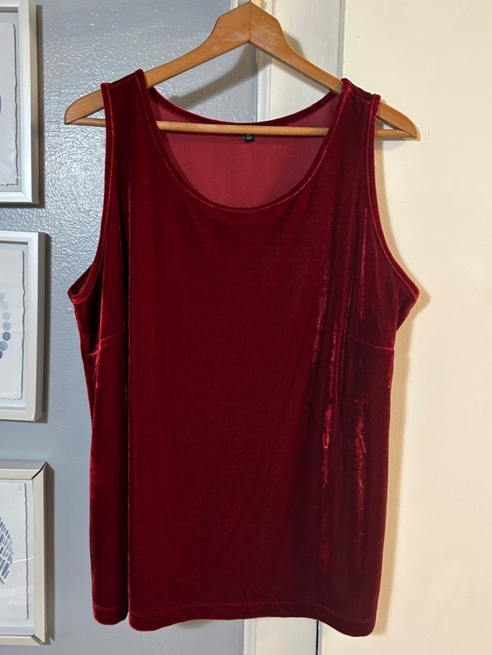 John Mark Women’s Plus Size 1X Sleeveless Burnout Velvet Tank Top Burgundy NWT